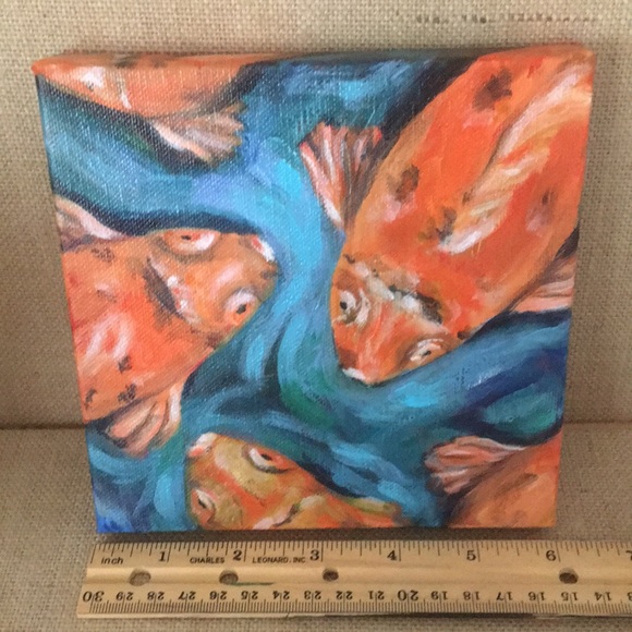 6”x6” Original Acrylic painting of Koi-“Swim”. - Picture 5 of 5